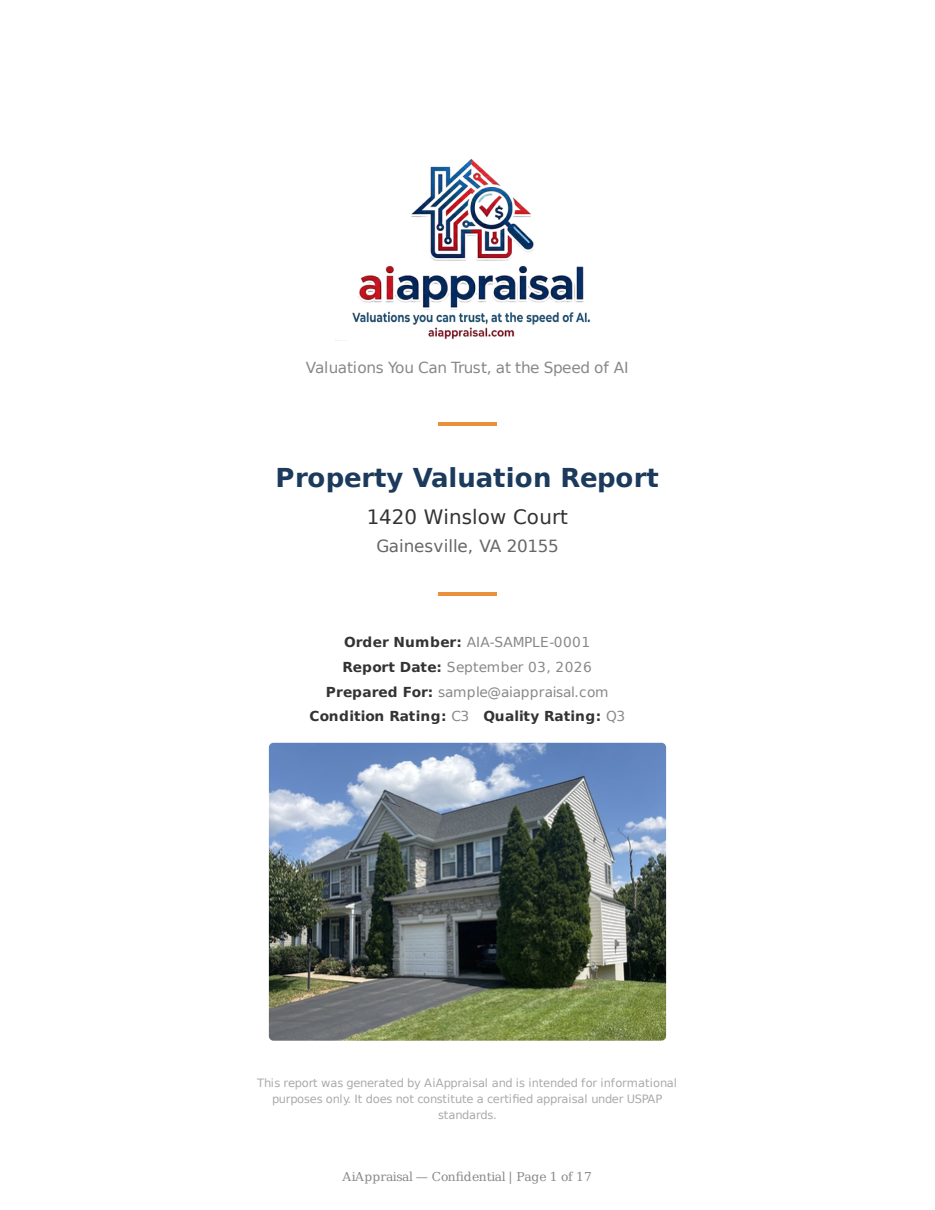 Sample valuation report, page 1 of 17