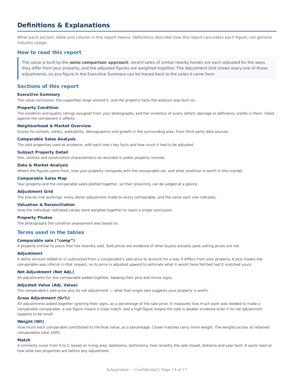 Sample valuation report, page 14 of 17