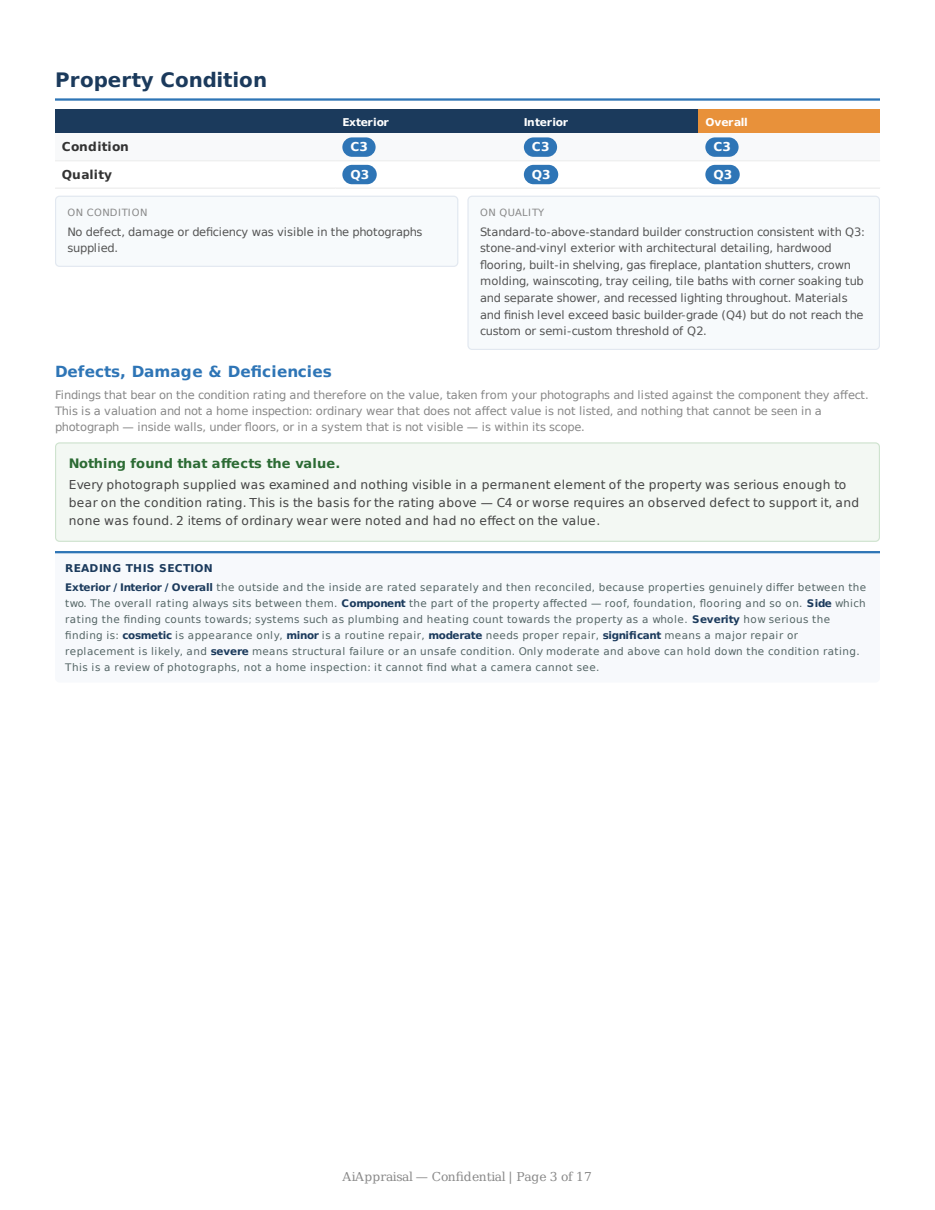 Sample valuation report, page 3 of 17